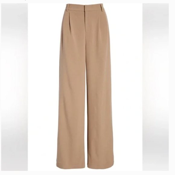 Open Edit Relaxed Waist Wide Leg Trousers in Brown Caribou Size M - Picture 6 of 12